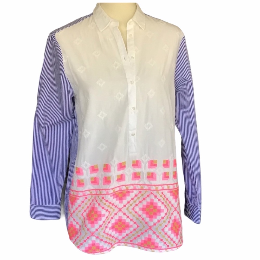 Anthropologie Embroidered Long Sleeve Blouse 42
